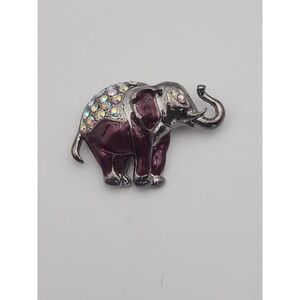 Vintage enamel & rhinestone Elephant brooch pin